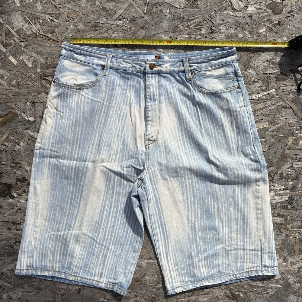 Indigo Red Jean Shorts Size 38 Striped Denim Dark Wash 38x13 Y2K Hip Hop
